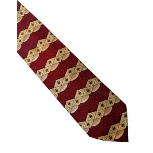 XMI for Nordstrom Mens Silk Tie Hand Sewn Burgundy Gold Diamond Star Print USA